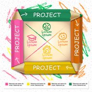 creative template infographic with colorful pencils and flow cha N2