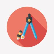 Compass Pencil flat icon with long shadow eps10 N5