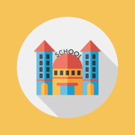 School building flat icon with long shadow eps10 N27