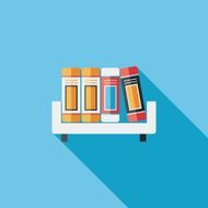 bookshelf flat icon with long shadow eps10 N19