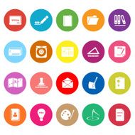 Writing related flat icons on white background
