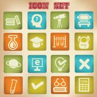 Education icon set vintage style vector