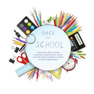 Back to school background with supplies tools N3