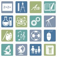 Vector Set of School Subjects Icons N7