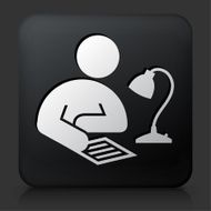 Black Square Button with Studying Icon