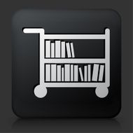 Black Square Button with Book Cart Icon