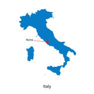Detailed vector map of Italy and capital city Rome