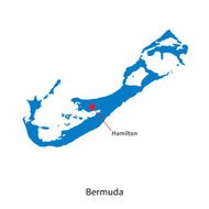 Detailed vector map of Bermuda and capital city Hamilton