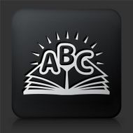 Black Square Button with ABC Book Icon