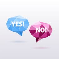 Yes and No Triangle Polygonal Vector Speech Bubbles