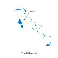 Detailed vector map of Bahamas and capital city Nassau