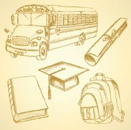Sketch school bus book backpack N2
