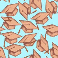 Sketch cute graduation cap flight