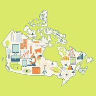 Map of Canada with technology icons