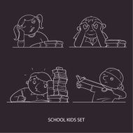 School kids set drawed on a blackboard 02 N2