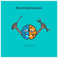 Creative left and right brain sign with screwdriver wrench