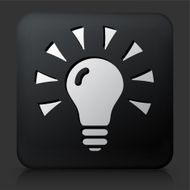 Black Square Button with Shining Light Bulb