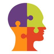 Head made of puzzle four pieces - VECTOR N3