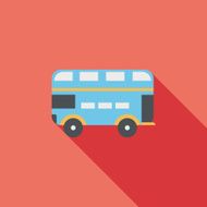 Transportation bus flat icon with long shadow