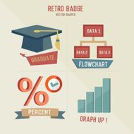 Retro Education business icons vector