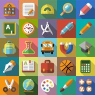 Back to school Flat design icon set Vector trendy illustrations N3