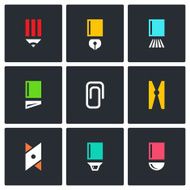 Stationery items icon set N2