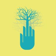 tree with hand illustration creative concept