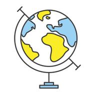 Vector Flat Line Design Concept Globe Icon