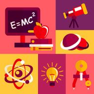 Physics flat design icons set