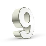 3d shiny silver number 9