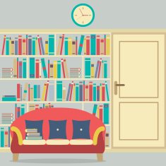 Reading Seat In Front Of A Huge Bookcase N5