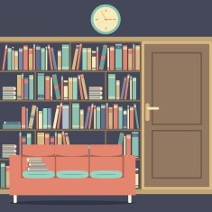 Reading Seat In Front Of A Huge Bookcase N6