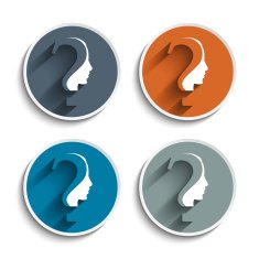 Vector questions mark with human head symbol