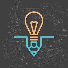 bulb and pencil on grunge background