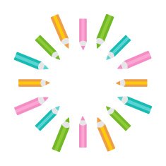 Pencil round frame Empty template Isolated