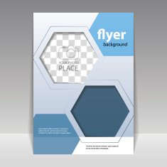 Business or Corporate Flyer Design Template with Hexagonal Pattern
