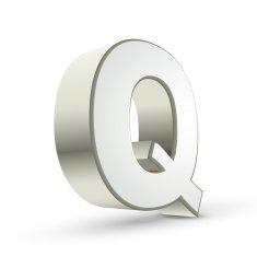 3d alphabet silver Q