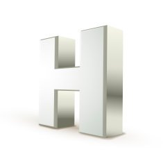 3d alphabet silver H