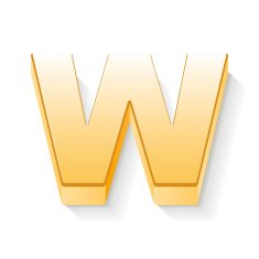 3d golden letter W