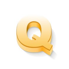 3d golden letter Q N3