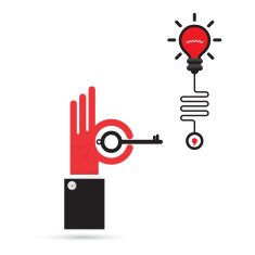 Businessman hand and key sign