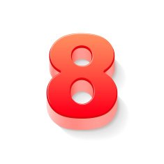 3d shiny red number 8 N2