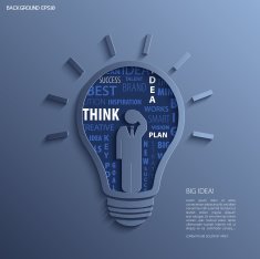 Idea bulb with businessman and success words