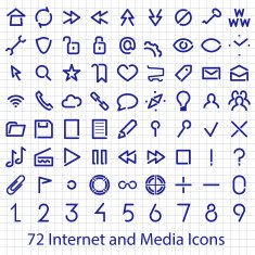72 Internet and Media user interface icons set Single non-inter