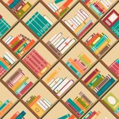 Bookshelf with books Seamless background N2