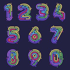 Line fingerprint numbers colorful set