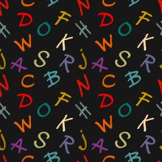 Abstract seamless pattern with colorful letters