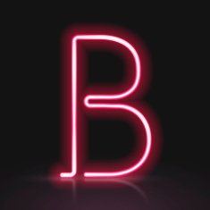3d red neon light letter B