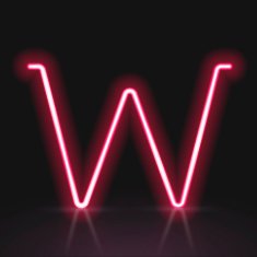 3d red neon light letter W