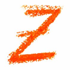 Z - Orange handwritten letters on white background